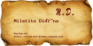 Miletits Diána névjegykártya